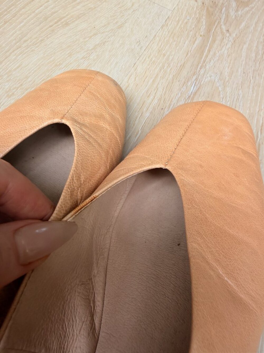 Jeffrey Campbell Fathom Square Toe Leather Ballet Flats Apricot Tan 8.5 - Picture 3 of 10